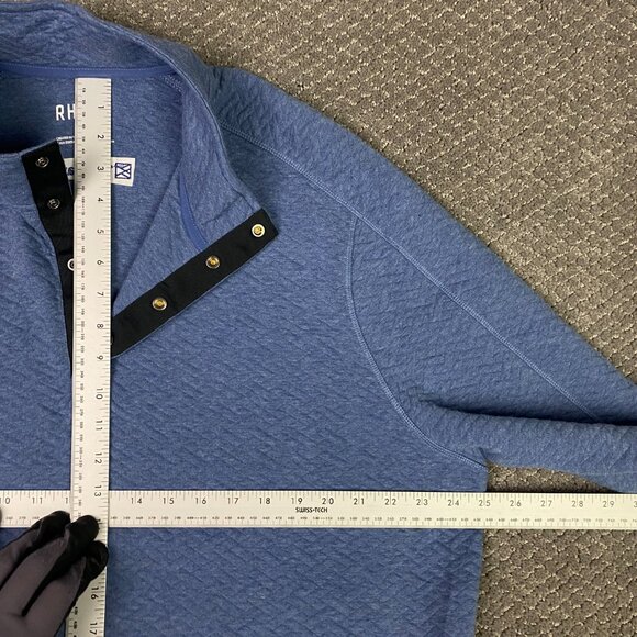 Rhone Weekenders Pullover Men's XL Ocean Blue Heather Snap Sweater Textured - Picture 9 of 11